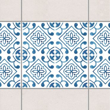 Adhesive tile border - Blue White Pattern Series No.2