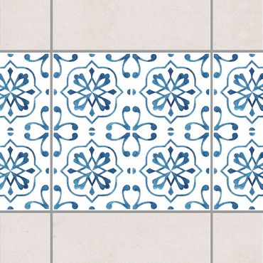Adhesive tile border - Blue White Pattern Series No.4