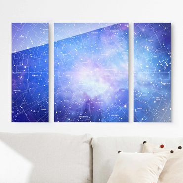 Glass print 3 parts - Stelar Constellation Star Chart