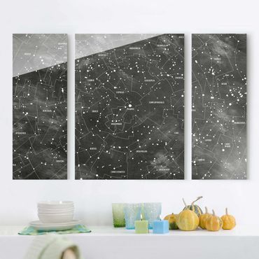 Glass print 3 parts - Map Of Constellations Blackboard Look