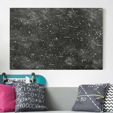 Print on canvas - Map Of Constellations Blackboard Look