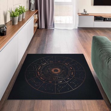 Vinyl Floor Mat - Astrology The 12 Zodiak Signs Blue Gold - Square Format 1:1
