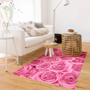Vinyl Floor Mat - Pink Roses - Landscape Format 3:2