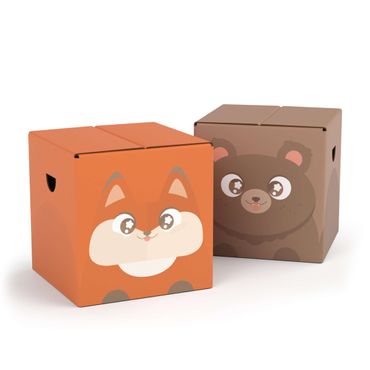 FOLDZILLA cardboard stools for kids - Happy Bear & Fox