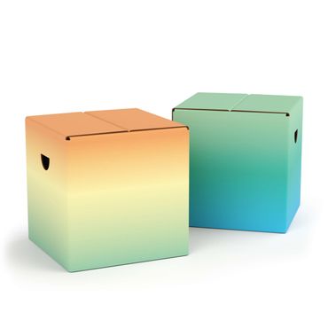 FOLDZILLA cardboard stools for kids - Green & Orange Mix