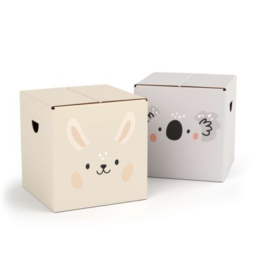 FOLDZILLA cardboard stools for kids - Cute Rabbit & Koala
