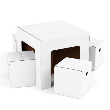 FOLDZILLA Cardboard kid's table and chairs set - Kid's table and chairs set - White for colouring and stickers