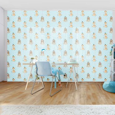 Sliding panel curtain - Bears And Foxes In Front Of Blue