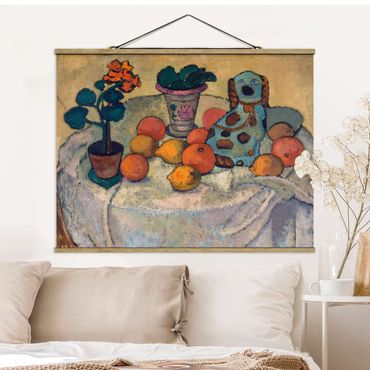 Fabric print with poster hangers - Paula Modersohn-Becker - Still Life With Oranges And Stoneware Dog