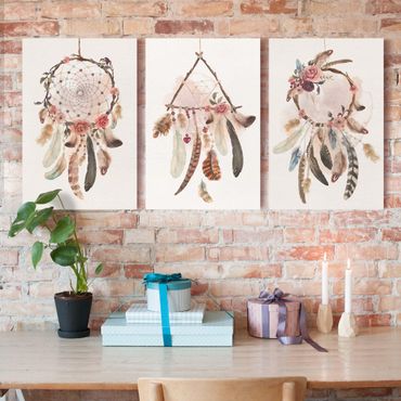 Print on canvas - Watercolour Dream Catcher With Feathers