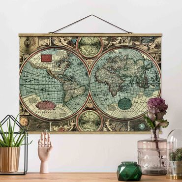 Fabric print with poster hangers - The Old World