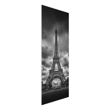 Forex print - Eiffel Tower In Front Of Clouds In Black And White