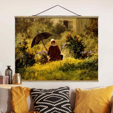 Fabric print with poster hangers - Carl Spitzweg - The Painter In The Garden
