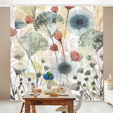 Sliding panel curtains set - Wild Flowers In Summer I