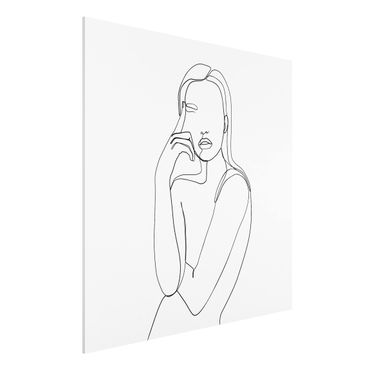 Print on forex - Line Art Pensive Woman Black And White