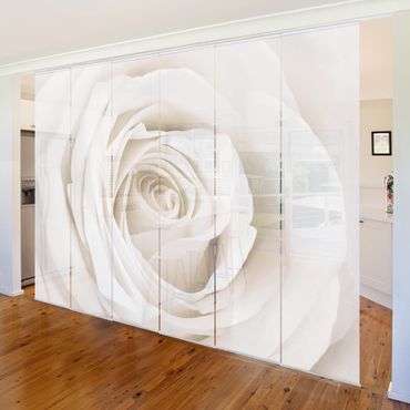 Sliding panel curtains set - Pretty White Rose