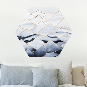Forex hexagon - Watercolour Mountains White Gold