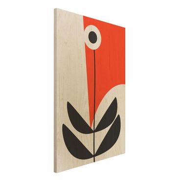 Print on wood - Abstract Shapes - Flower Red