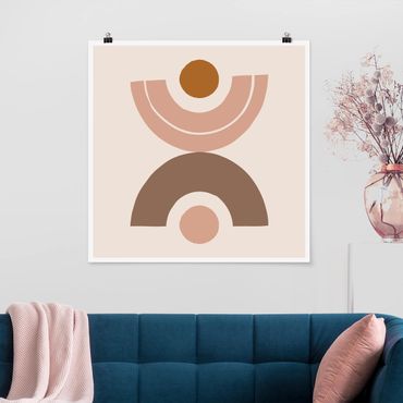 Poster - Line Art Pastel Abstract Shapes