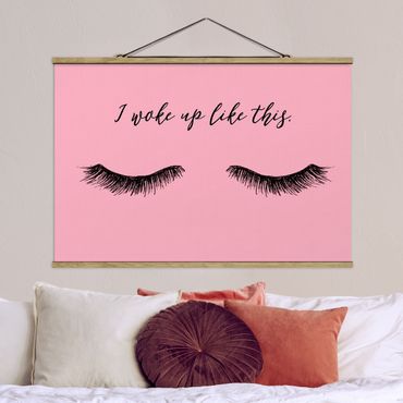 Fabric print with poster hangers - Eyelashes Chat - Wake Up