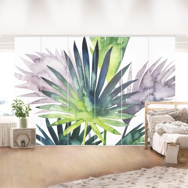 Sliding panel curtains set - Exotic Foliage - Fan Palm