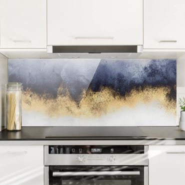 Glass Splashback - Cloudy Sky With Gold - Panoramic