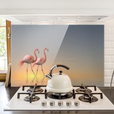 Glass Splashback - Flamingo Love - Landscape 2:3