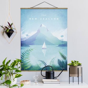 Fabric print with poster hangers - Travel Poster - New Zealand