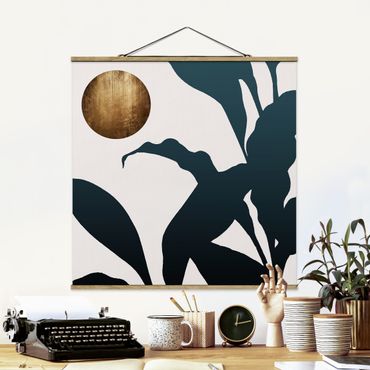 Fabric print with poster hangers - Golden Moon In The Jungle