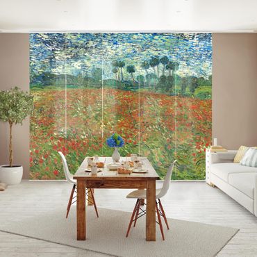 Sliding panel curtains set - Vincent Van Gogh - Poppy Field