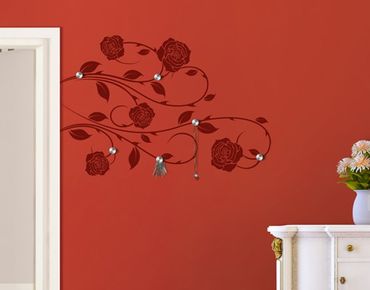 Wall sticker coat rack - No.IS74 Rose Tendril