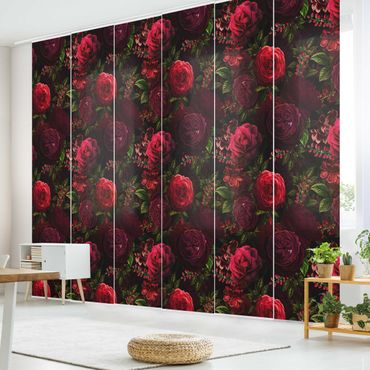 Sliding panel curtain - Red Roses In Front Of Black