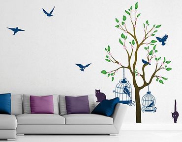 Wall sticker - No.RS57 Cats And Birds