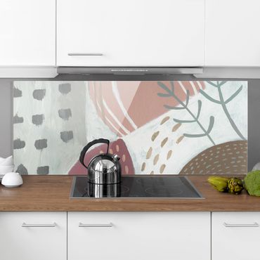 Glass Splashback - Carnival Of Shapes In Berry I - Panoramic