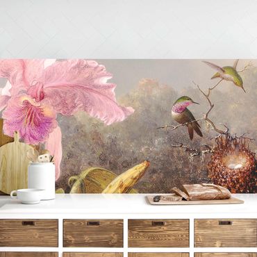 Kitchen wall cladding - Martin Johnson Heade - Orchid And Three Hummingbirds