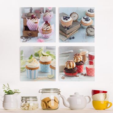 Print on canvas - Vintage Cupcakes with topping