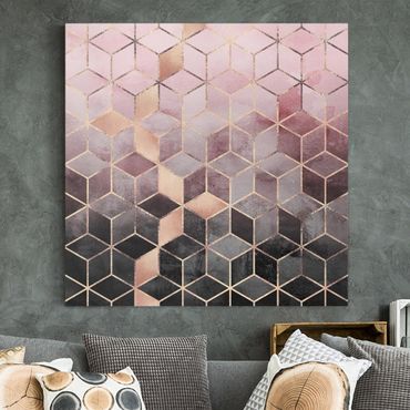 Canvas print - Pink Grey Golden Geometry