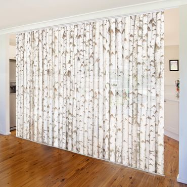 Sliding panel curtains set - No.YK15 Birch Wall