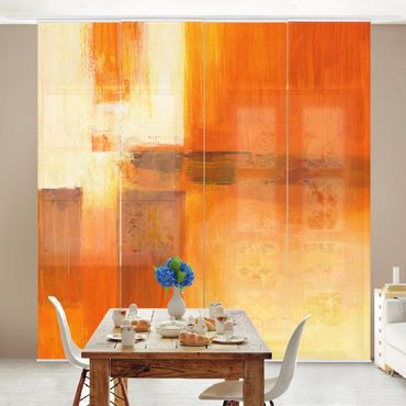Sliding panel curtains set - Composition In Orange And Brown 01