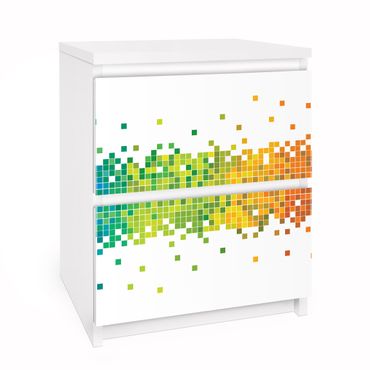 Adhesive film for furniture IKEA - Malm chest of 2x drawers - Pixel Rainbow