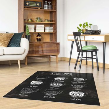 Vinyl Floor Mat - Coffee Varieties Chalkboard - Square Format 1:1