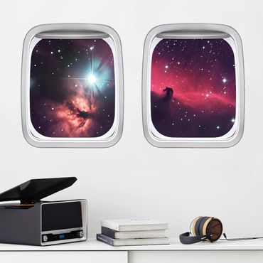 Wall sticker - Aircraft Window Horse In Space