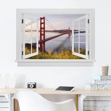 Wall sticker - Open Window Golden Gate Bridge In San Francisco