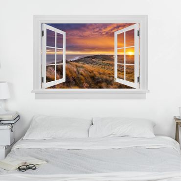 Wall sticker - Open Window Sunrise On The Beach On Sylt