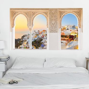 Wall sticker - Decorated Window Bright Santorini
