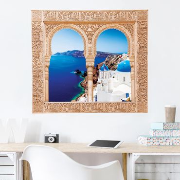 Wall sticker - Decorated Window View Over Santorini