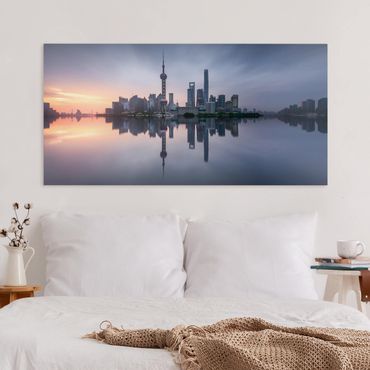 Print on canvas - Shanghai Skyline Morning Mood