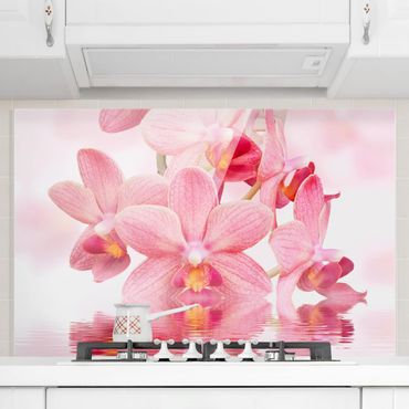 Glass Splashback - Pink Orchids On Water - Landscape 2:3