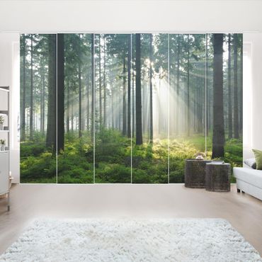 Sliding panel curtains set - Enlightened Forest