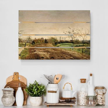 Print on wood - Otto Modersohn - Morning Landscape with Carriage near Münster